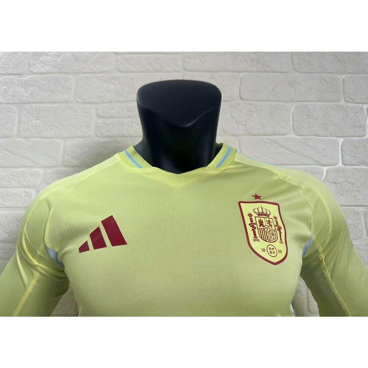 Playera Player Version 2024 Spain Away Yellow Long Sleeve Jersey