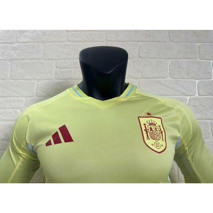 Player Version 2024 Spain Away Yellow Long Sleeve Jersey