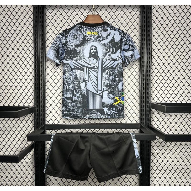 2024 Kids Kit Brazil Christ The Redeemer Grey Special Jersey