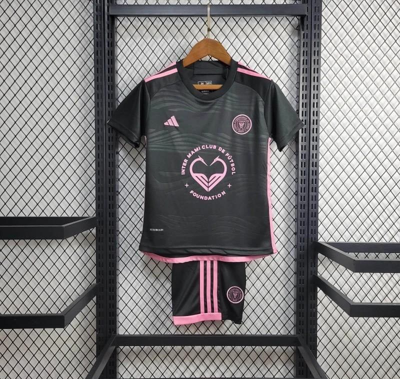 24/25 Kids Kit Inter Miami Away Black Jersey With New Sponsor