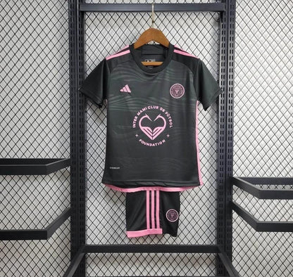 24/25 Kids Kit Inter Miami Away Black Jersey With New Sponsor