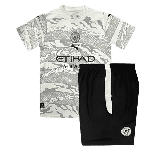 Kit per bambini 24/25 Manchester City Puma Anno della maglia bianca del drago