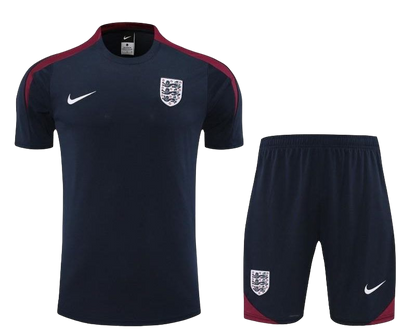 2024 Angleterre Short en jersey à manches courtes en coton bleu marine