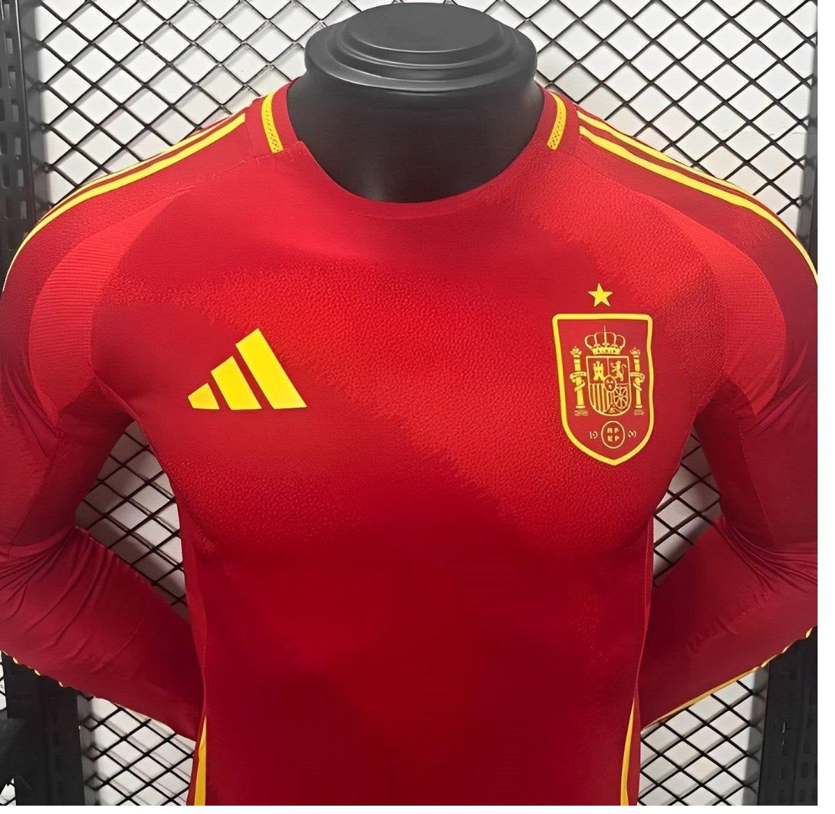 Versione giocatore 2024 maglia a maniche lunghe Spagna Home