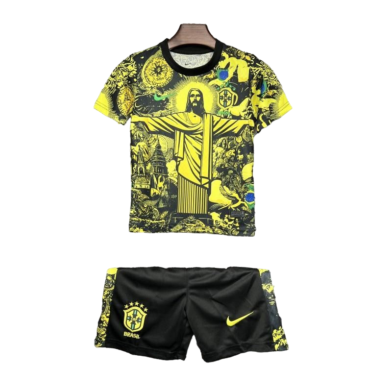 2024 Kids Kit Brazil Christ The Redeemer Yellow Special Jersey