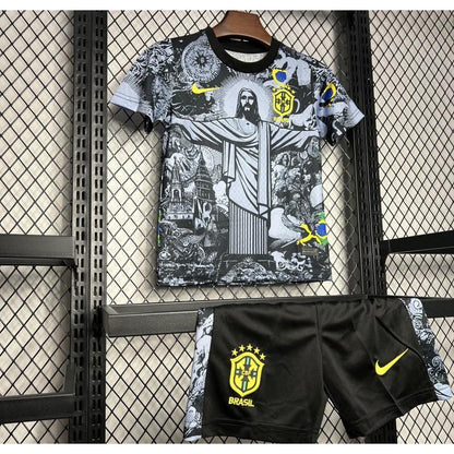 2024 Kids Kit Brazil Christ The Redeemer Grey Special Jersey