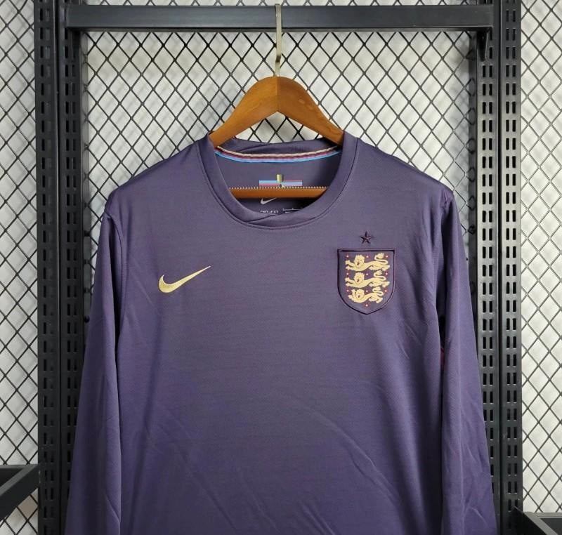 2024 England Away jersey de manga larga en azul marino