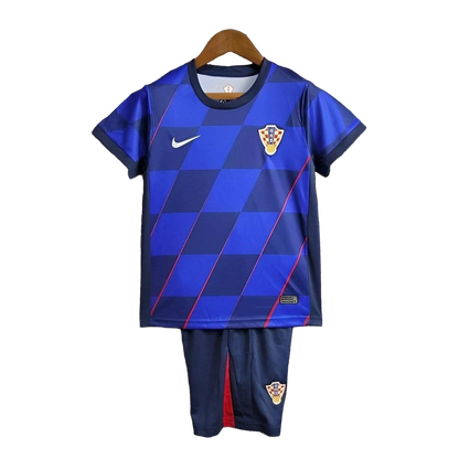 2024 KIDS Kit Croatie Extérieur Maillot Bleu