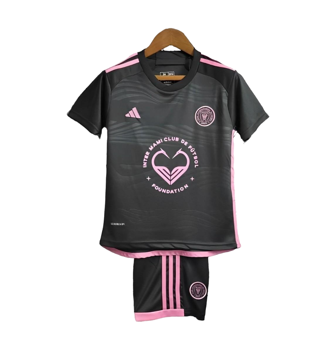 24/25 Kids Kit Inter Miami Away Black Jersey le Urraitheoir Nua