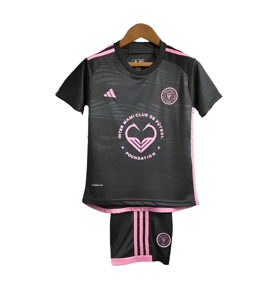 24/25 Kids Kit Inter Miami Away Black Jersey With New Sponsor