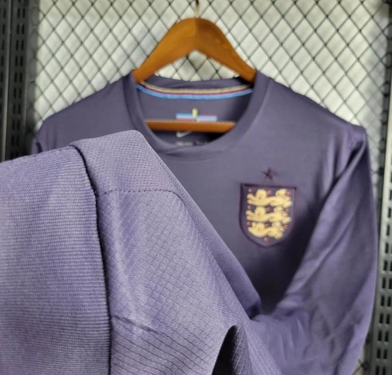 2024 Engeland weg Navy Jersey met lange mouwen