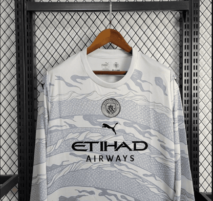 24/25 Manchester City Puma Bliain an Dragon White Sleeve Jersey Fad