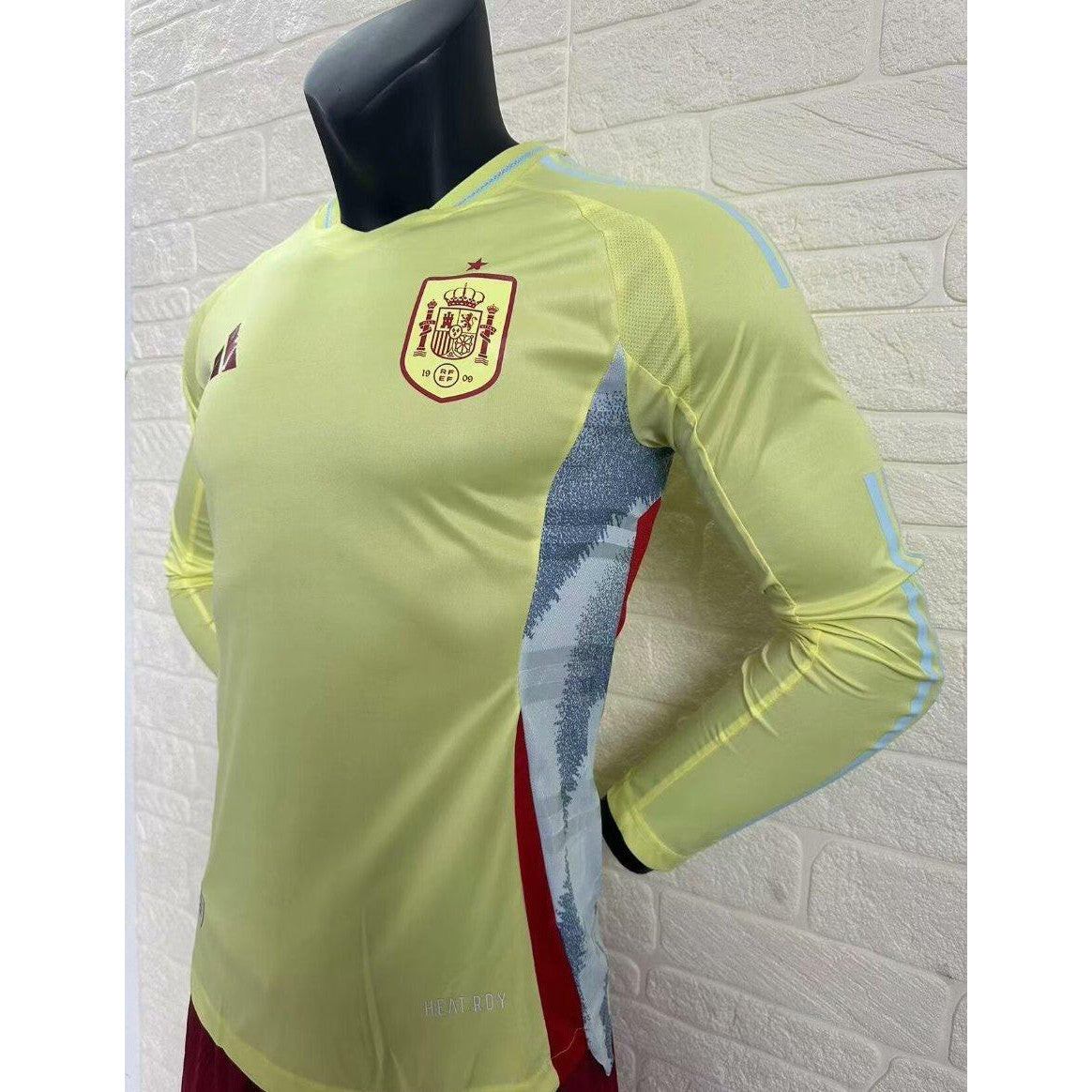 Player Version 2024 Spain Away Yellow Long Sleeve Jersey