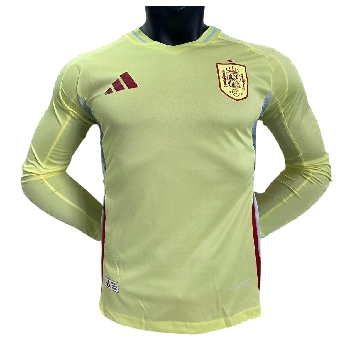 Player Version 2024 Spain Away Yellow Long Sleeve Jersey