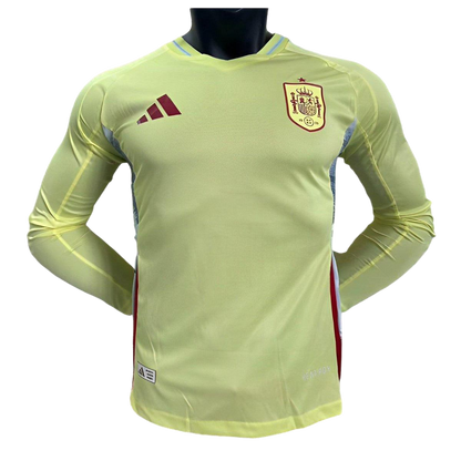 Player Version 2024 Spain Away Yellow Long Sleeve Jersey