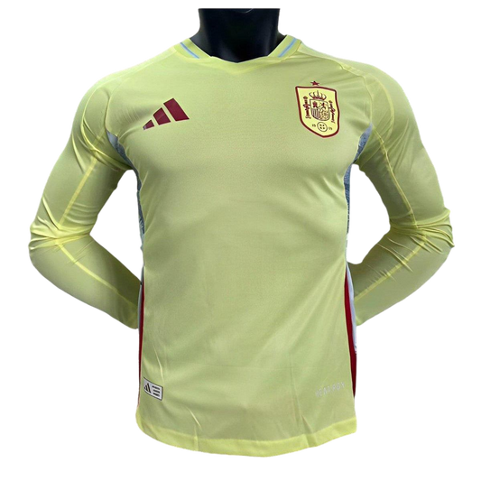 Player Version 2024 Spain Away Yellow Long Sleeve Jersey