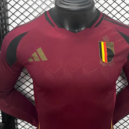 Versión del jugador 2024 Bélgica Inicio Jersey manga