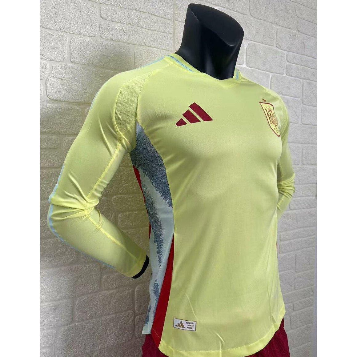 Player Version 2024 Spain Away Yellow Long Sleeve Jersey