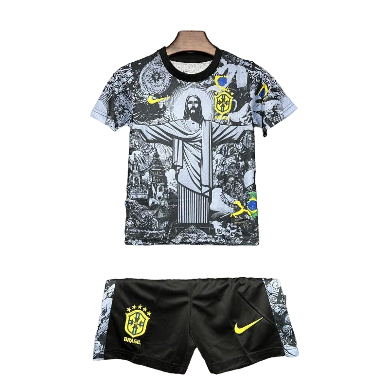 2024 Kids Kit Brazil Christ The Redeemer Grey Special Jersey