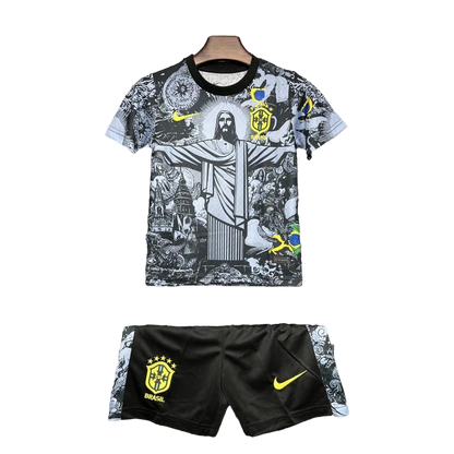 2024 Kids Kit Brasaíl Críost an Slánaitheoir Liath Speisialta Jersey Speisialta