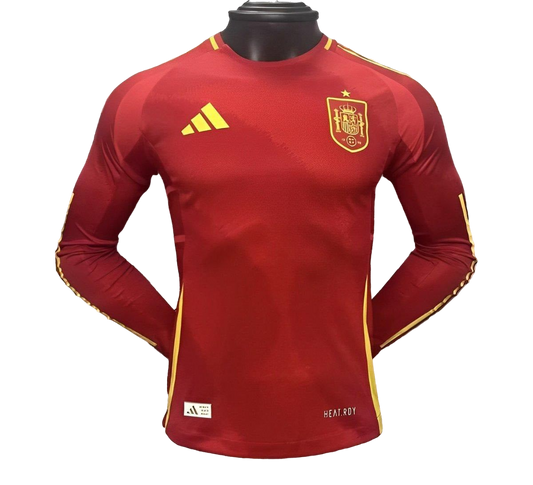 Player Version 2024 Spain Home Long Sleeve Jersey